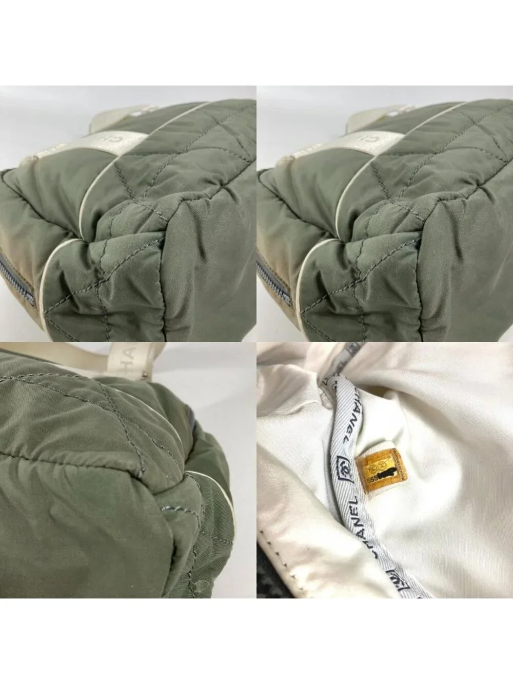 Chanel Boston Bag Logo CC Nylon Gray